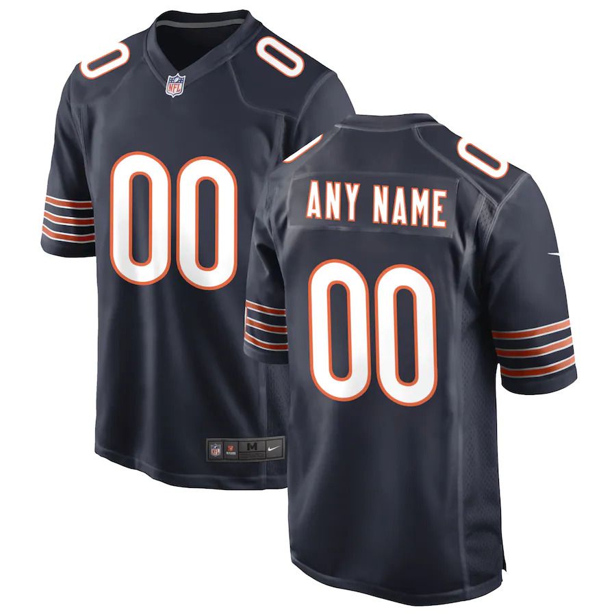 Men Chicago Bears Nike Navy Custom Game NFL Jersey->->Custom Jersey